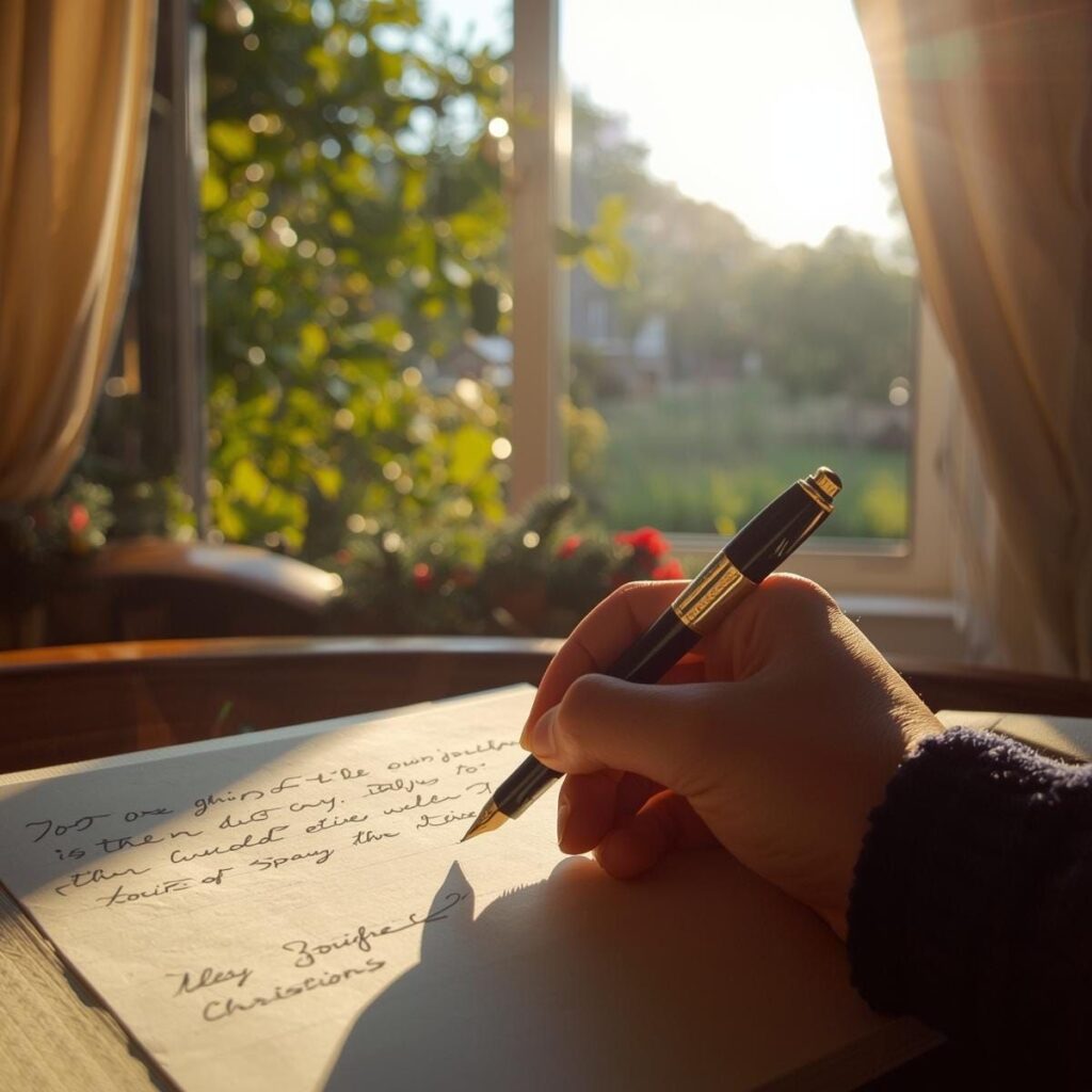 person writing a journal
